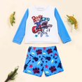thumbnail image 2 of Baby Boys Swim Trunks 2 Pieces Boy Surf Swimsuit Long Sleeve Cartoon Color Block Swimwear Spring Bathing Suits For Kid 3-4T, 2 of 7
