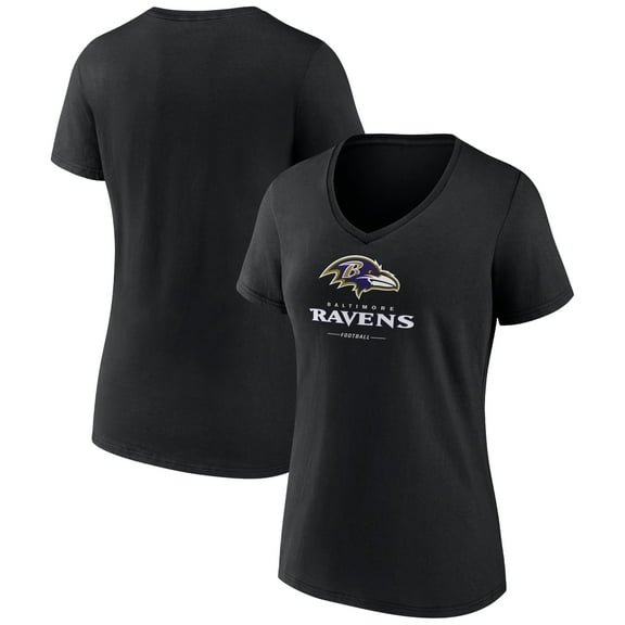 Women's Black Baltimore Ravens Logo Team Lockup V-Neck T-Shirt