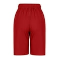 thumbnail image 5 of MIUOWANP Women's Elastic Waist Shorts with Pockets Solid Color Drawstring Waist and Wide Legged Shorts Size L(8)Red, 5 of 7
