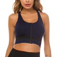 thumbnail image 4 of XINQIHANG Women's Zip Front Sports Bra Comfortable Racerback Workout Yoga Bra with Removable Pads, 4 of 7