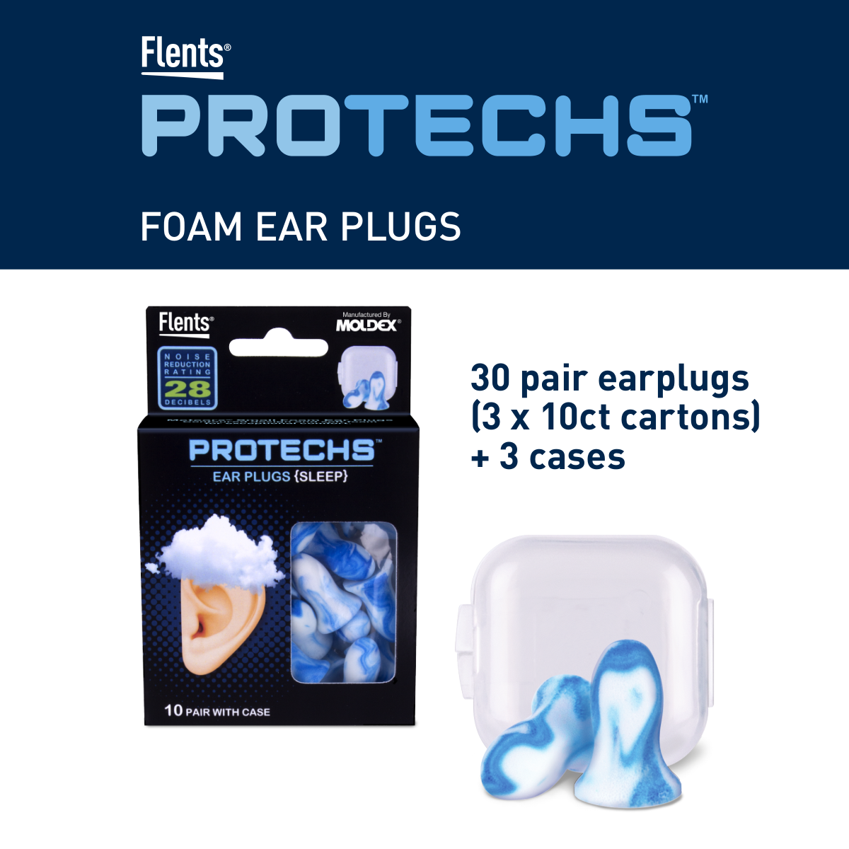 Flents PROTECHS™ Ear Plugs for Sleeping, 30 Pair with Case, NRR 28 - image 3 of 7