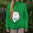 thumbnail image 2 of Fiaer Womens Sweatshirts Pet Carrier Pocket Dog Pouch Quarter Zip Pullover Animal Holder Trendy Long Sleeve Solid Color Trendy Tops Green XXL, 2 of 9