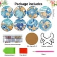 thumbnail image 2 of 8 PCS Diamond Art Coasters Ocean Diamond Painting Coasters Kits Ocean Animals with Holder DIY Coasters for Beginners, Adults, Diamond Art Crafts Supplies 4x4 in, 2 of 7