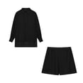 thumbnail image 5 of DHFJKG 2 Piece Summer Outfits Women Shorts Set Textured Long Sleeve Button Up Shirts And Shorts Loose Fit Matching Sets Stylish Outfit, 5 of 5