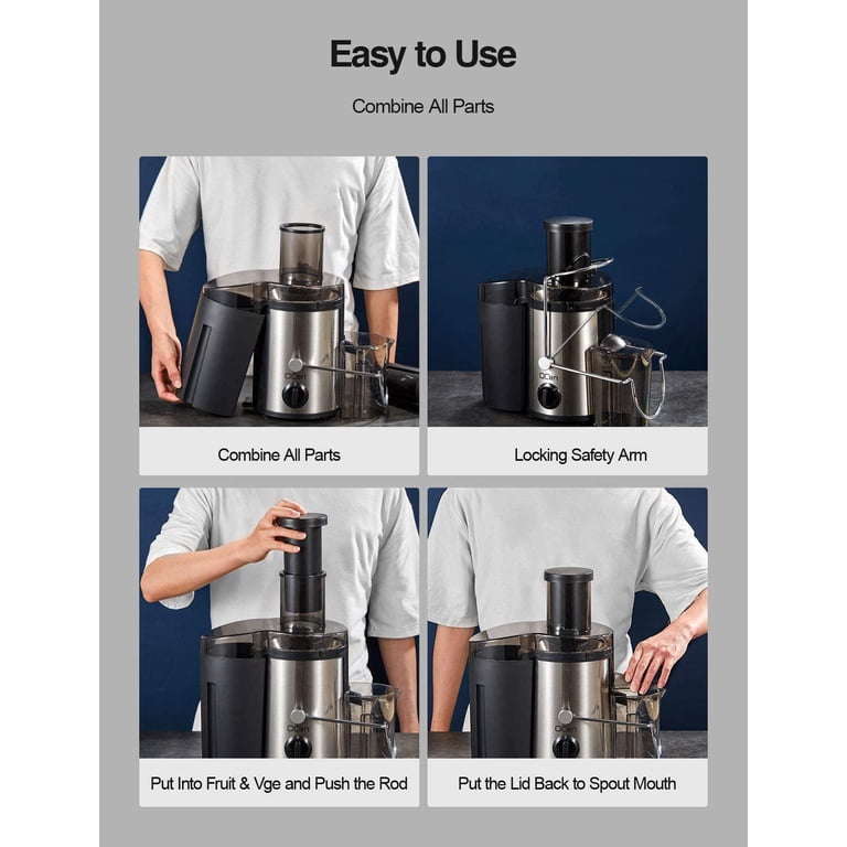 Qcen Juicer Machine, 500W Stainless Steel with 3