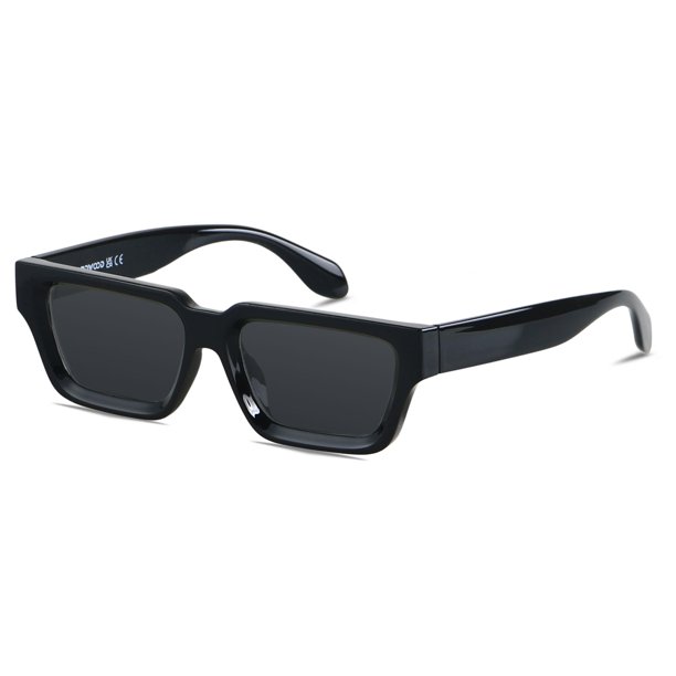 ANDWOOD Gafas de Sol Rectangulares con Montura Gruesa Polarizadas en Negro
