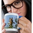 thumbnail image 2 of 3drose, Africa, Tanzania, Serengeti. Maasai Giraffe with Red-billed Oxpecker., 11oz Two-tone Blue Mug, 2 of 6