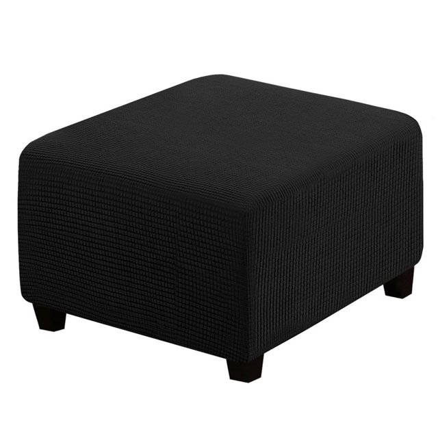 HLONK Square Ottoman Cover Soft Stretch Jacquard Ottoman Slipcovers Waterproof Non Slip Footstool Protect With Elastic Bottom Machine Washable-Primary color