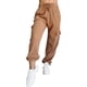 thumbnail image 1 of Pantalones de pana Prolriy para mujer, pantalones holgados de cintura elástica, de pana, de pierna ancha, rectos, informales, color caqui, talla S, 1 of 2