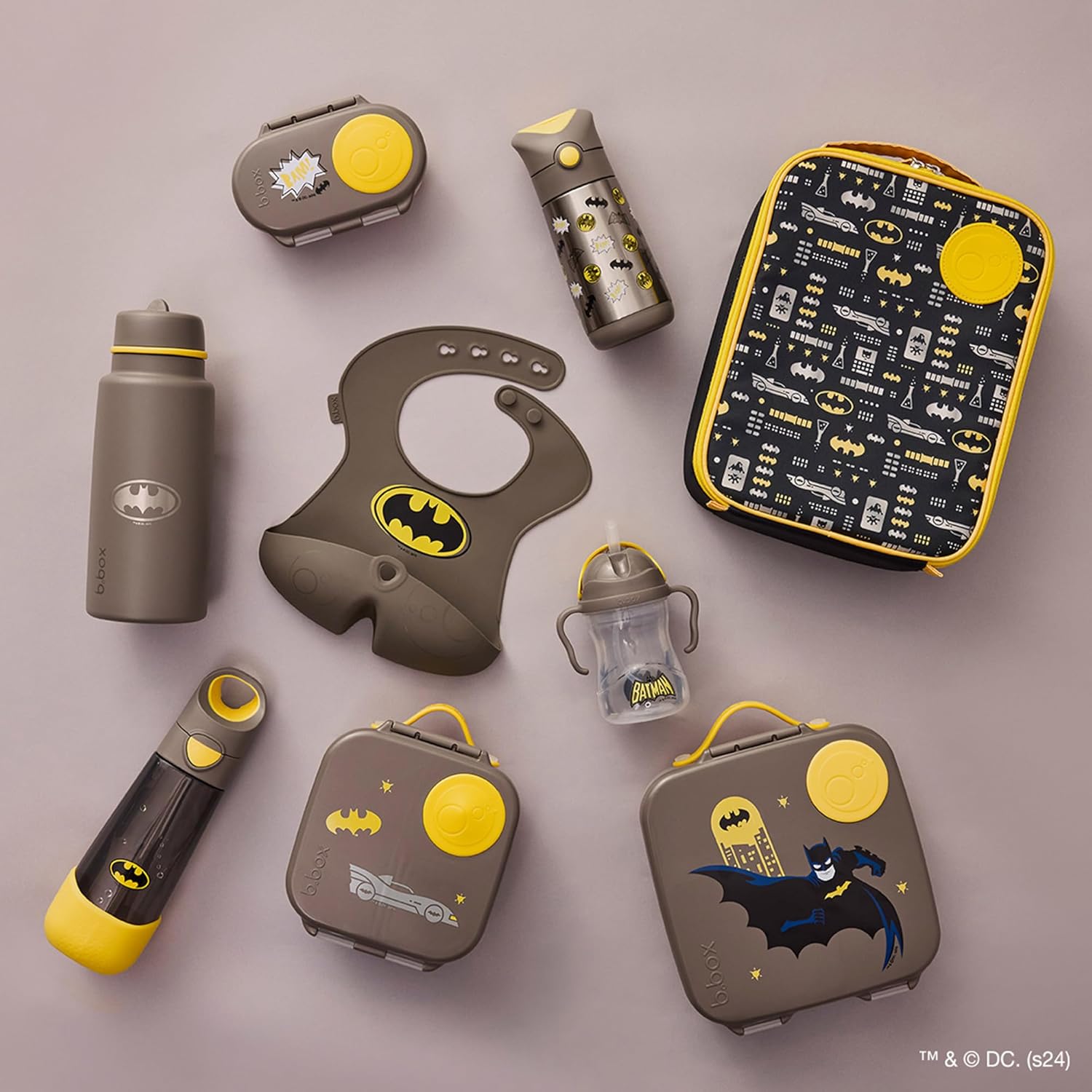 b.box Batman Mini Lunch Box for Kids: Bento Box, Lunch Snack Container Ages 3+, BPA Free (4¼ Cup Capacity)