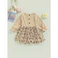 thumbnail image 4 of TSEXIEFOOFU Toddler Girls Spring Autumn A-line Dress Long Sleeve Dot Print Tulle Patchwork Dress, 4 of 9