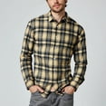 thumbnail image 3 of YFNNUP Plaid Shirts for Men Lightweight Lapel Flannel Shirt Long Sleeve Button Down Tops Regular Fit Casual Tshirt Khaki S, 3 of 7
