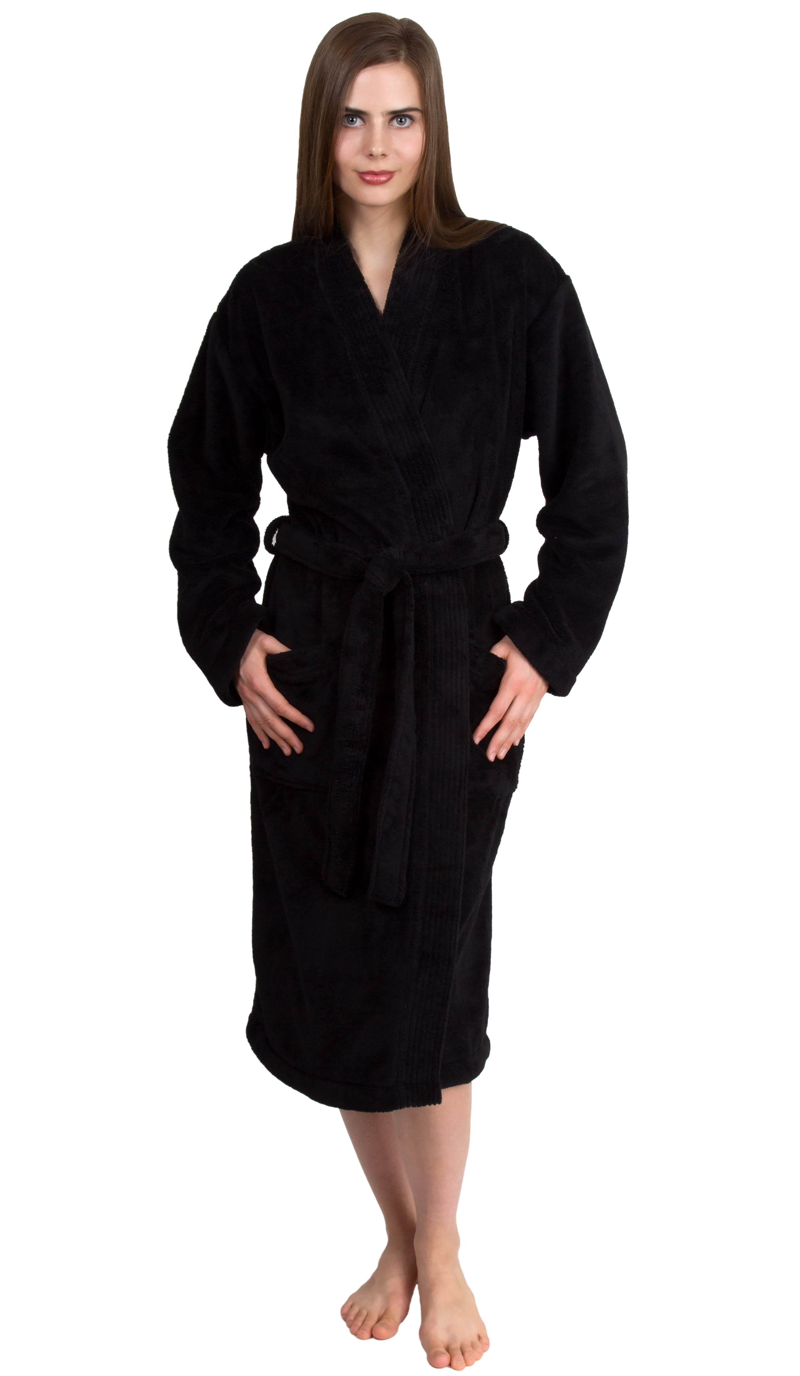 TowelSelections Women's Soft Plush Robe Fleece Kimono Spa Bathrobe