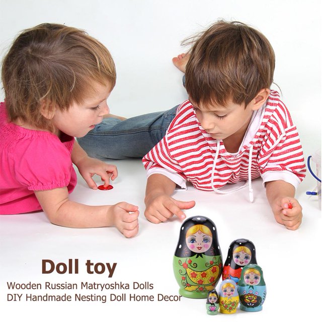 1 Juego de muñecas anidadas, muñeca Matryoshka rusa pintada de Color, artesanías hechas a mano
