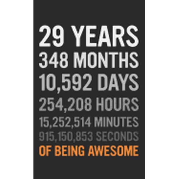 29 Years: 29th Birthday Gift 29 Twenty Nine Years Old, Months, Days, Hours, Minutes, Seconds of Being Awesome! Anniversary Bday Paperback