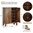 thumbnail image 3 of Tribesigns Shoe Cabinet with Round Louvered Doors, 5-Tier Farmhouse Shoe Storage Organizer with Adjustable Shelves for Entryway, Hallway (Dark Brown), 3 of 9