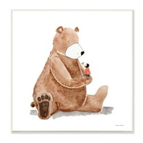 Stupell Industries Child Loving Heart Big Brown Teddy Bear Painting Unframed Art Print Wall Art, Design by Rachel Nieman