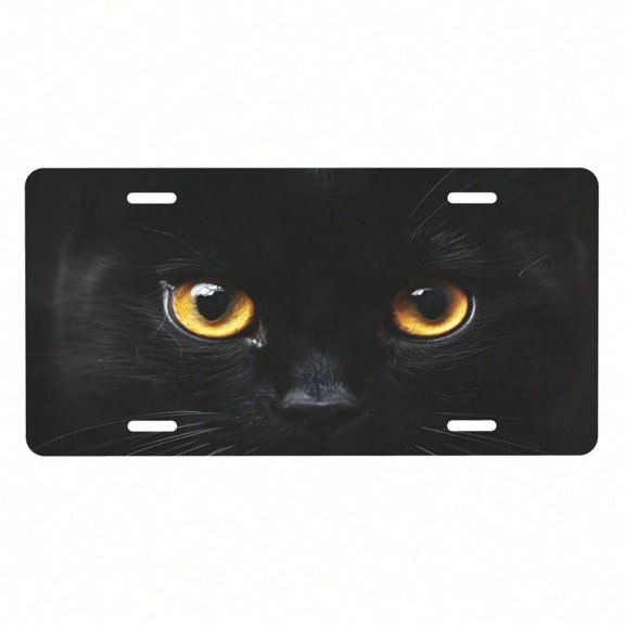 HELLOYOUNG Aluminum License Plate 5.9x11.8in Car Tag, Rustproof Fade Resistant Vanity Plate for Truck SUV, Cat Eye Design Auto Accessory Gift for Men Women