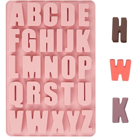 26 Cavity Easy Demolding Non-stick Silicone Alphabet Mold, A-Z Letter Mold for Ice Cube Making Chocolate Candy Cake Decoration Pudding