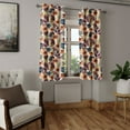 thumbnail image 2 of Ambesonne Floral Grommet Curtain, Wild Flowers Hexagon Forms, 50"x63", Plum Orange and Dark Blue, 2 of 5