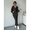 thumbnail image 4 of Women's Knit V-Neck Cardigan and High-Waist Skirt Set - Elegant Two-Piece Outfit, 4 of 6