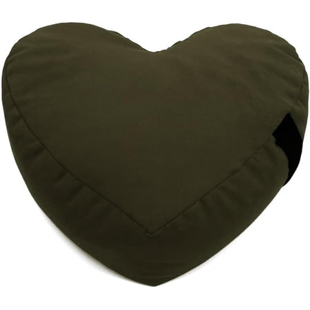 Heart Shaped Zafu Meditation Pillow for Yoga - Organic Buckwheat Filled Heart Pillow - Zen Kneeling Prayer Pad for Sitting on Floor Yoga Cushion - 14 X16 Earth