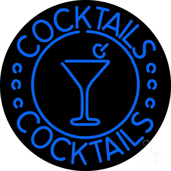 Cocktails 3 LED Neon Sign 18 x 18 - inches, Clear Edge Cut Acrylic Backing, with Dimmer - Bright and Premium built indoor LED Neon Sign for Bar decor.