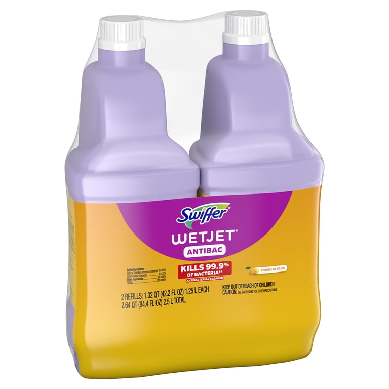 Swiffer WetJet Solution Refill, Antibacterial, Citrus, 2 x 42.2 Fl Oz photo 3