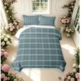 thumbnail image 2 of Manfei Vintage Blue Green Grid Twin Quilt Set,Modern Check Twin Coverlet Set,2pcs,1 Bedspread and 1 Pillowcase, 2 of 7