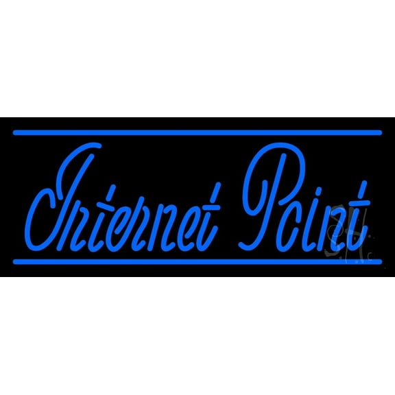 Blue Internet Point LED Neon Sign 10 x 24 - inches, Clear Edge Cut Acrylic Backing, with Dimmer - Bright and Premium built indoor LED Neon Sign for Computer & Electronics store decor.