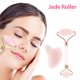 thumbnail image 2 of Muyoka Juego de rodillo de jade y raspador Gua Sha, herramienta de masaje de cuello antiarrugas antienvejecimiento para piel hinchada, círculos oscuros (rosa) Muyoka Hogar, 2 of 7