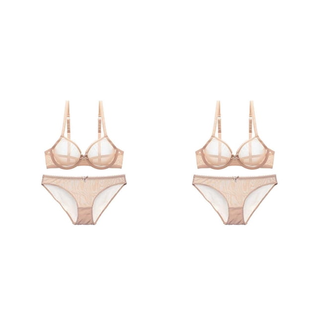 Conjunto de Sujetador Lencería de mujer Sonducket Sujetador de dama Ajustable Transpirable Color de piel 70B 2piezas