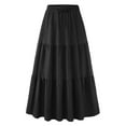 thumbnail image 5 of Womens Maxi Skirt New Women's Midi Skirts Flowy High Waisted Skirts Elastic Casual Skirts for Women with Decoration Drawstring Black M, 5 of 5