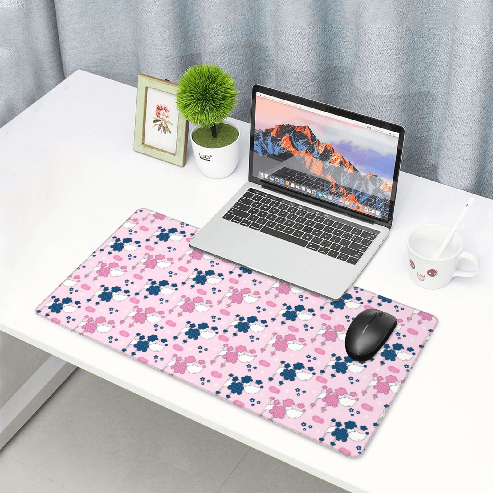 Kdxio Cartoon Poodle Dog Print Large Gaming Mouse Pad,Non-Slip Base,Water Resist Keyboard Pad for Gamer,Office & Home,29.5 x 15.8 in
