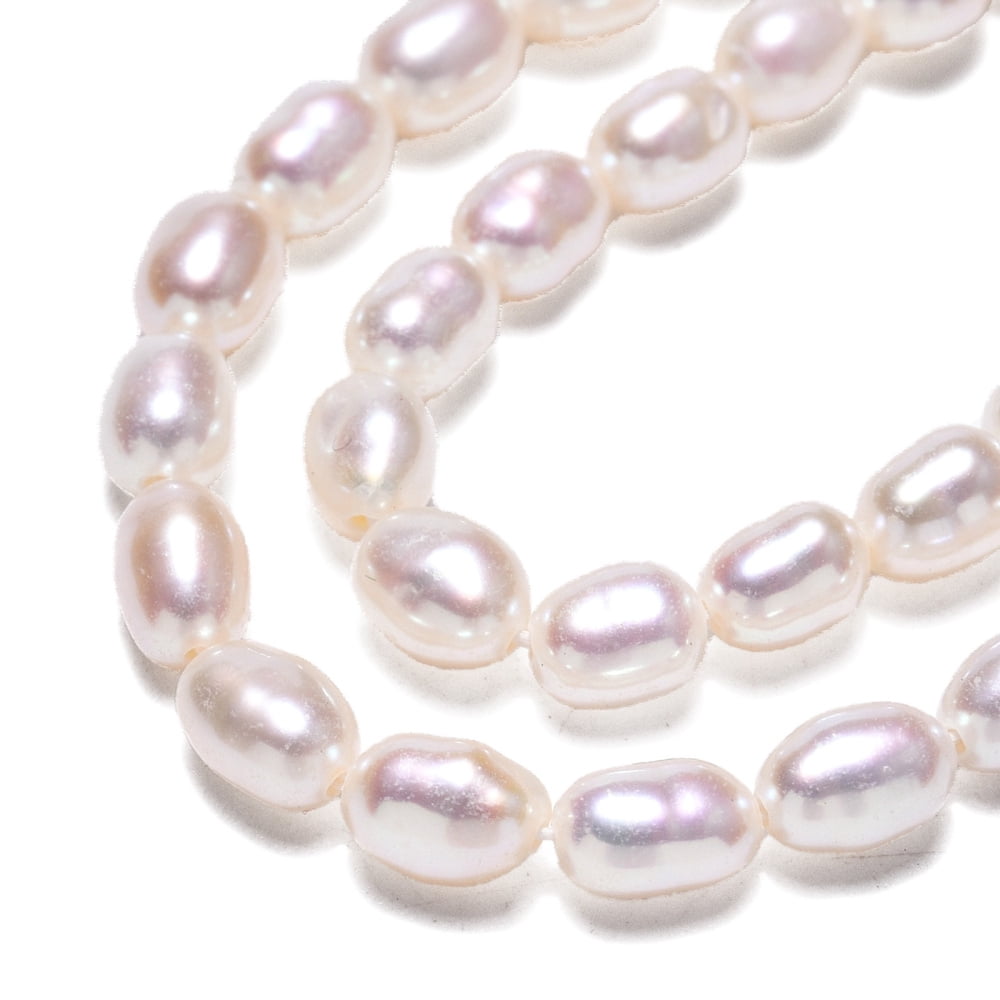 1Strand Natural Cultured Freshwater Pearl Beads Strands Rice Seashell Color 5~7x4mm Hole: 0.7mm about 61~71pcs/strand 13.98 inch(35.5cm)