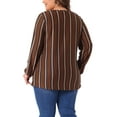 thumbnail image 4 of DARING DIVA Women's Plus Boho Color Block Elastic Cuff Long Sleeve Striped Top 1X Orange, 4 of 6