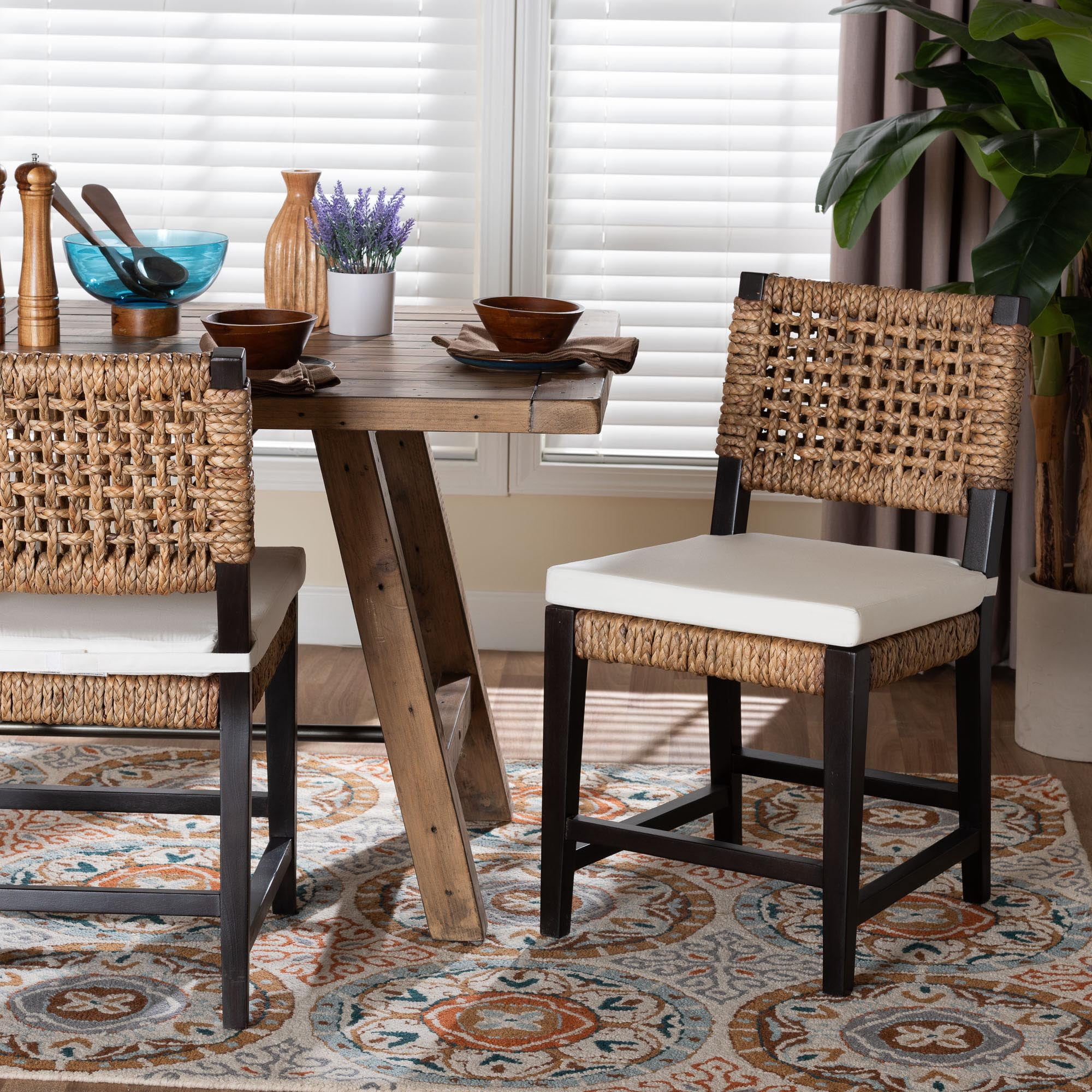 Weston Home Chelsea Low Back Metal and Wood Dining Chair, Set of 2