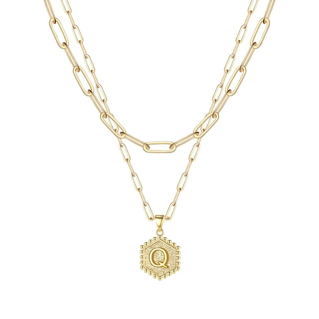 SIfdSeng Collier Hexagone Initial 26 pour Femmes Colliers pour Femmes A Z 26 Alphabet Initial Colliers Dorés pour Femmes Filles