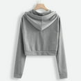 thumbnail image 4 of Lmnyox Zipper Up Hoodies for Women Fashion Crop Sweatshirts Casual Drawstring Sweaters Fall Winter Clothes, 4 of 5