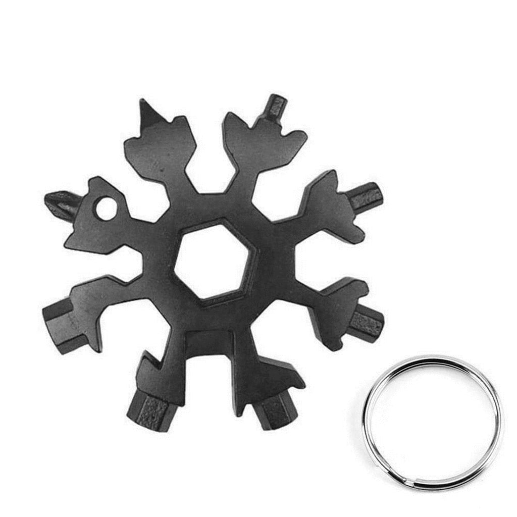 Portable 18-in-1 Mini Snowflake Multi-Tool Combination Pocket Wrench Keychain XM 