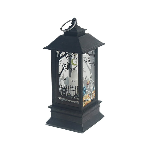 LED Halloween Snow Globe Lantern with Flying Ghosts & Pumpkin - Battery Operated Lighted Lantern for Haunted House, Party & Home Decor