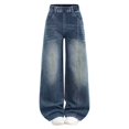 thumbnail image 2 of GiLiling Teen Girls Y2k Baggy Jeans Wide Leg High Waist Elastic Waist Vintage Aesthetic Cargo Denim Pants (Blue-F, 7-8 Years), 2 of 7