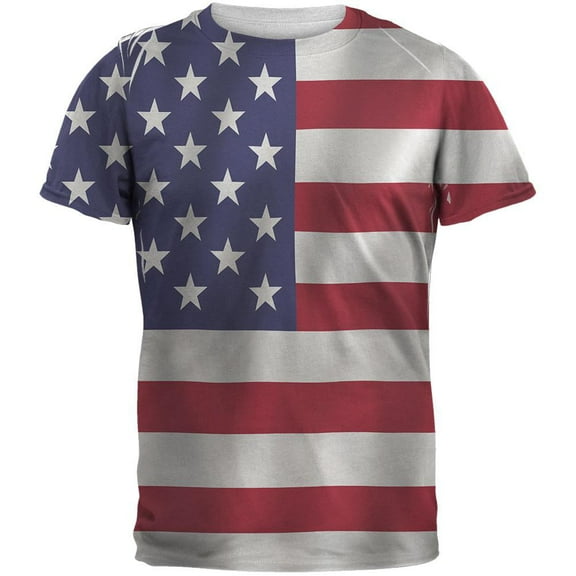4th of July American Flag All Over Adult T-Shirt - Large