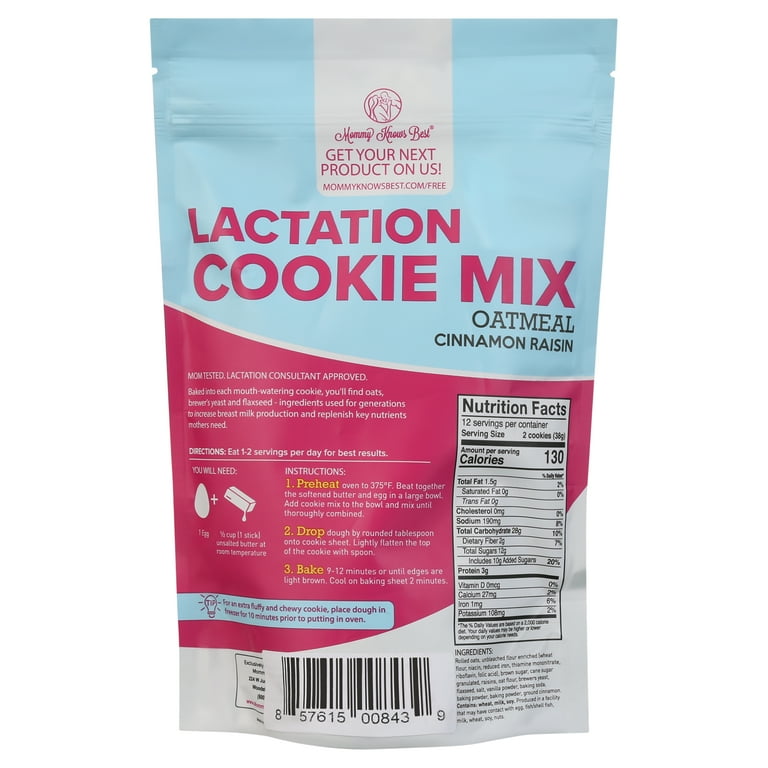 Mommy Knows Best Cinnamon Raisin Lactation Cookie Mix 16 oz