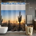 thumbnail image 3 of Desert Cactus No Hook Shower Curtain with Snap in Liner Sunrise Plant Nature Landscape Modern Waterproof Bathroom Shower Curtain with See Through Top Window for Bathtub 72" x 72", 3 of 9