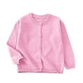 thumbnail image 2 of Delliss ‌Kids Long Sleeve Fleece Knitted Bolero Cardigan Girls Solid Color Soft Round-Neck Button Sweater Cropped Jacket Cover Up Tops, 2 of 6
