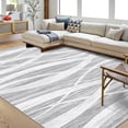 thumbnail image 3 of Haperlare Modern Washable Area Rugs for Living Room Distressed Area Rug Wave Non Slip Throw Rugs with Rubber Backing Soft Rugs for Bedroom, 9' x 12' Pale Gray, 3 of 6