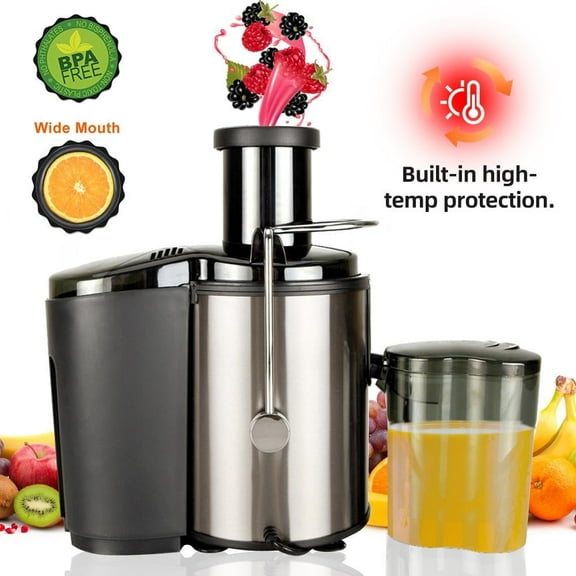 Acpouw 27fl oz Electric Juicer Machine, 3 Inch Wide Feed Chute, Centrifugal Juicer for Whole Fruits and Vegetables, Easy to Clean, Silver