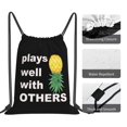 thumbnail image 4 of Funny Down Pineapple Pattern Drawstring Backpack Sackpack String Bag Cinch Waterproof Bags for Gym Sports Yoga Travel Beach Swimming shopping, 4 of 7