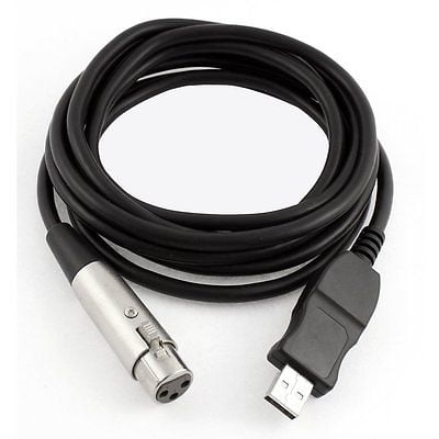 XLR Female to USB 2.0 Cable (10ft) - Black